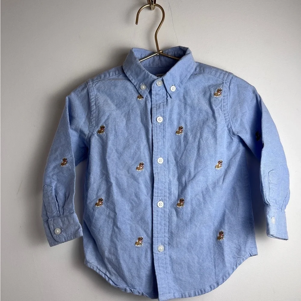 Janie and Jack Embroidered Bulldog Buttondown 18-24 months